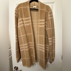 CYRUS TAN PLAID CARDIGAN XL